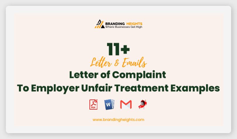 Letter of Complaint to Employer Unfair Treatment Examples