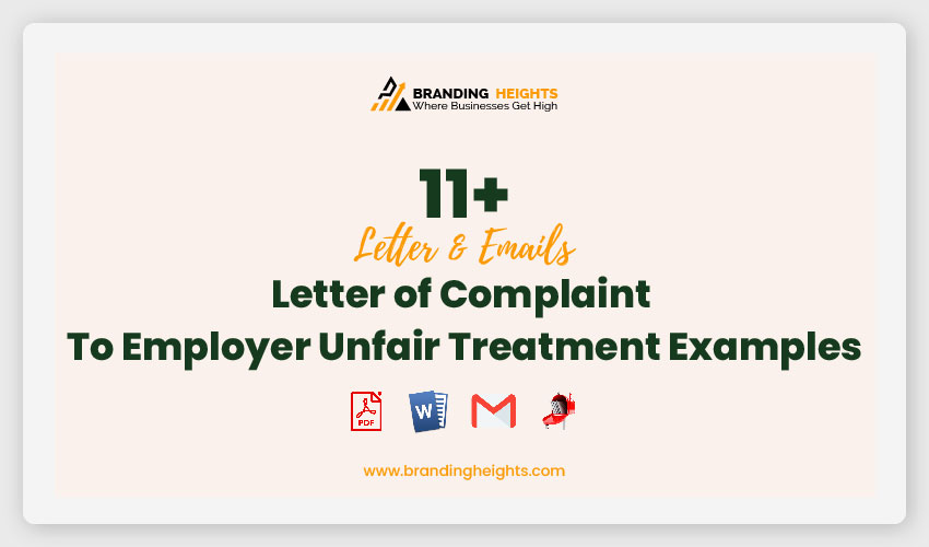 Letter of Complaint to Employer Unfair Treatment Examples
