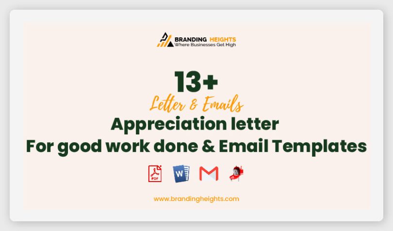 Appreciation letter for good work done & Email Templates