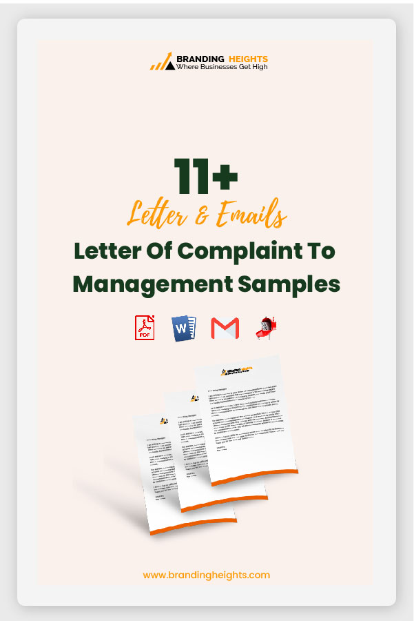 Sample letter of complaint to management
