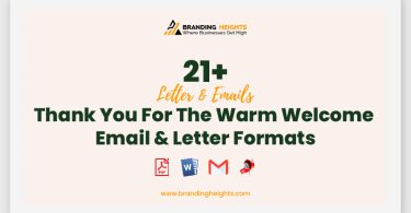 Thank You For The Warm Welcome Email & Letter Formats