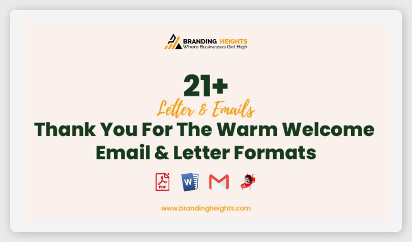 Thank You For The Warm Welcome Email & Letter Formats
