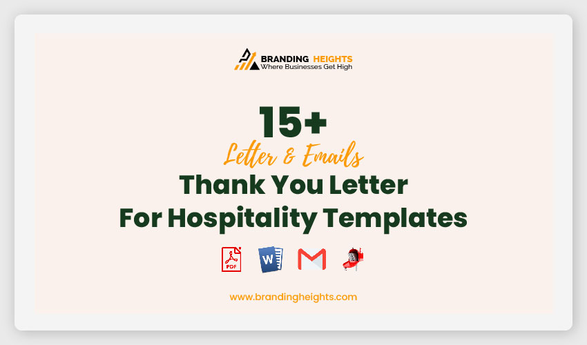 Thank You Letter For Hospitality Templates