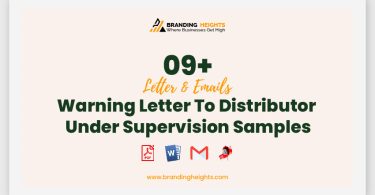 Warning Letter To Distributor Under Supervision Samples