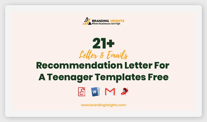 Recommendation Letter For A Teenager Templates Free