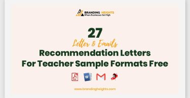 Recommendation Letters For Teacher