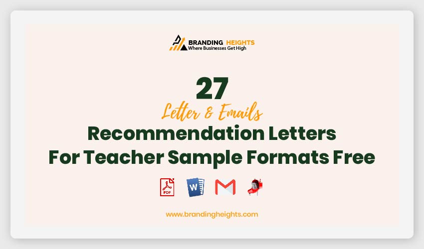 Recommendation Letters For Teacher