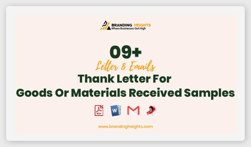 Thank Letter For Goods Or Materials Received Samples