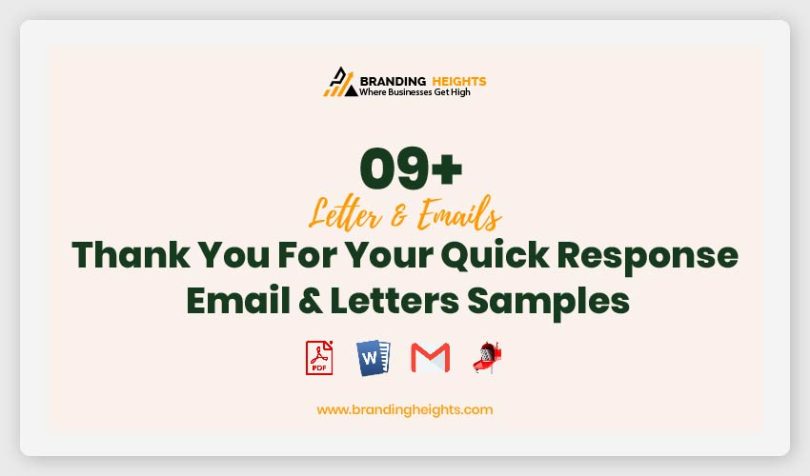 Thank You For Your Quick Response Email & Letters Samples