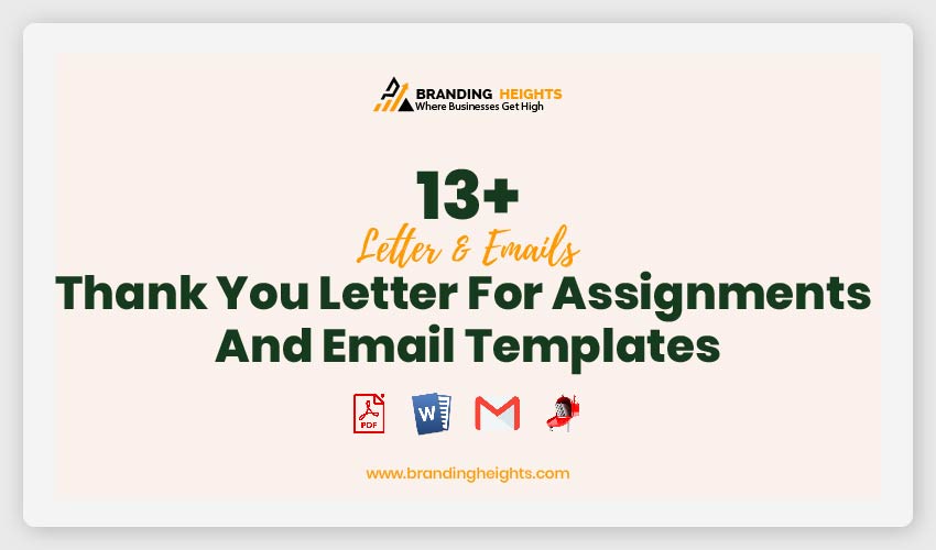 Thank You Letter For Assignments And Email Templates