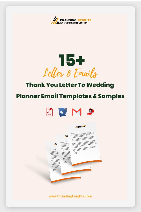 Thank you note from wedding planner to client